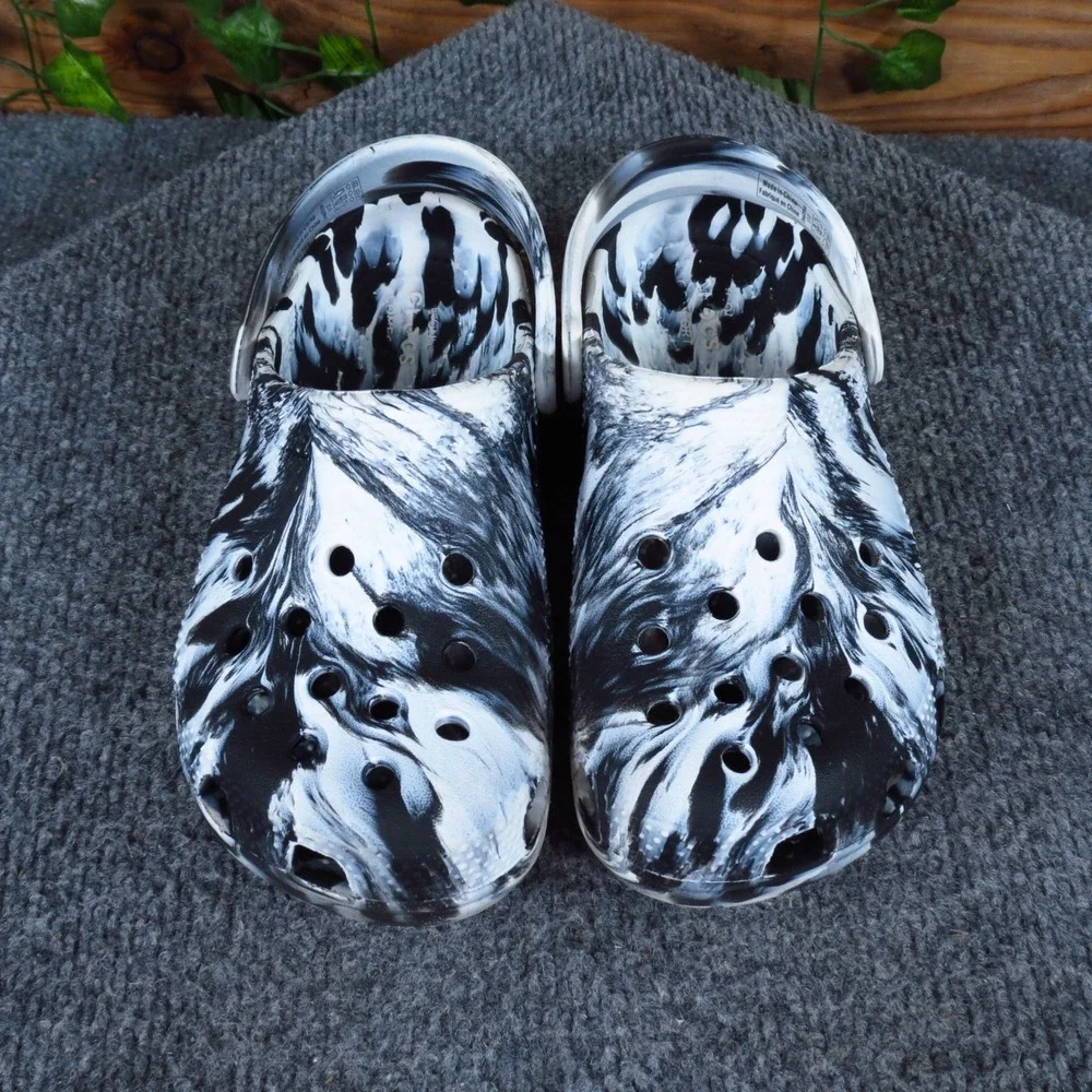 Crocs Classic Marbled Clog Toddler Shoe Size 12 Play Water Ready Black White